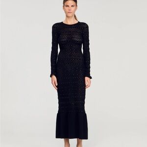 Sandro Black Long Sleeve Lace Dress